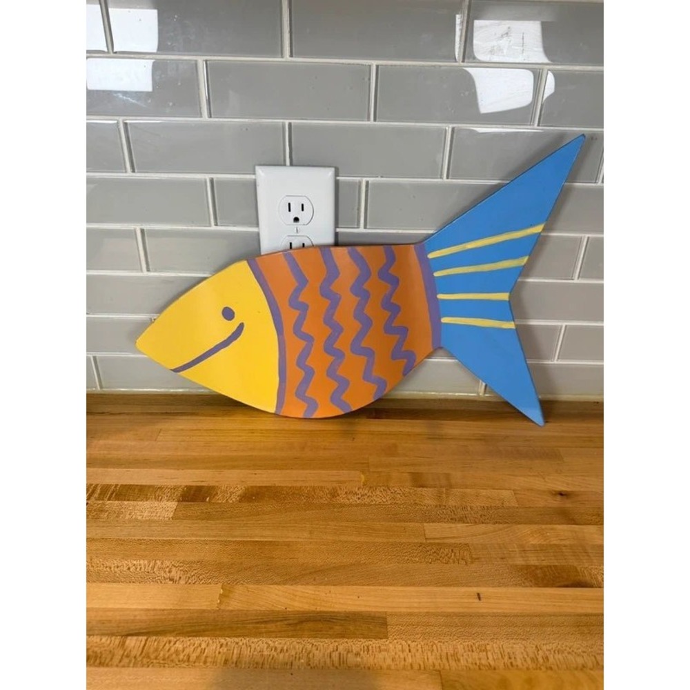 Foreside Gorham Maine Metal Fish Wall Art Coastal Nautical Decor Hand Painted